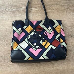Tory Burch Ella Geometric Nylon Tote